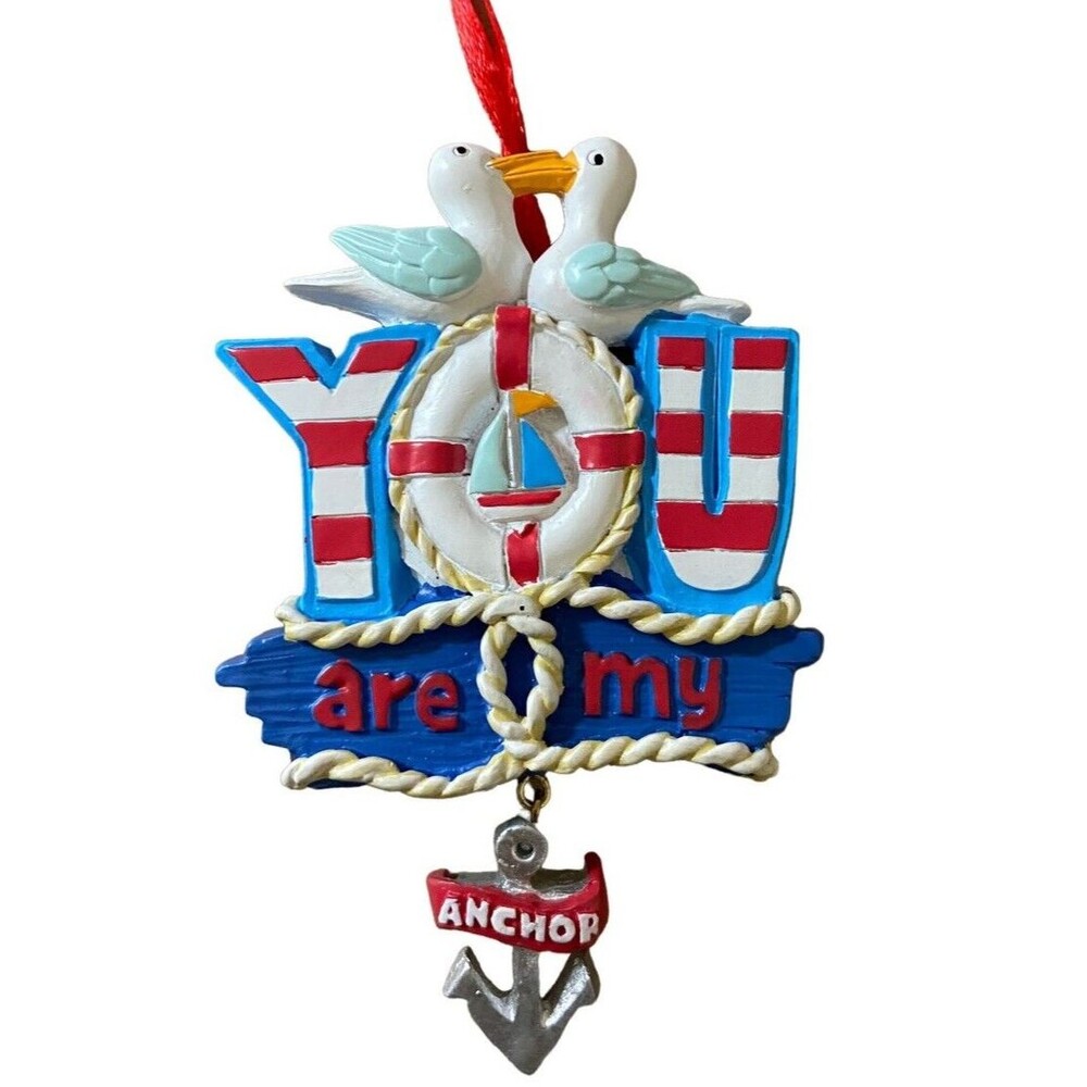 CBK You are my Anchor Resin Red White Blue Coastal Nautical Ornament 4.5 in